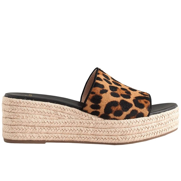 J Crew Wedge heel slide sandals in leopard calf hair - Picture 3 of 3